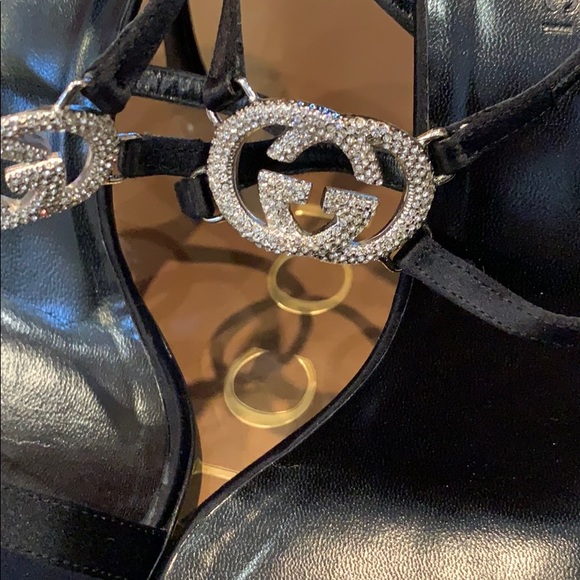 Gucci strappy heel. Crystal double G’s. Size 6M - Picture 3 of 12
